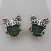 Jade and 925 Silver Earrings with Clip On