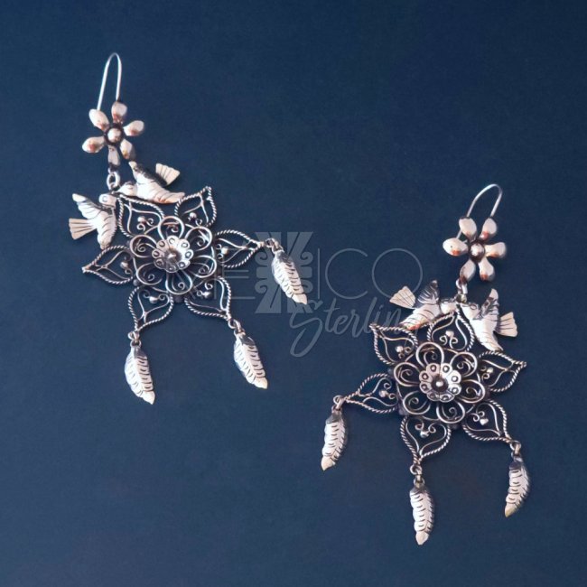 Taxco Silver Dreamcatcher Long Earrings