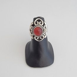 Adjustable Silver and Carnelian Poison Ring