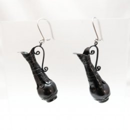 Oxidized Silver Decorated Vase Earrings
