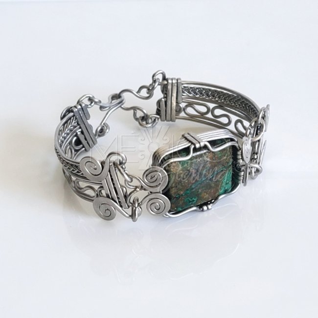 Stainless Steel And Agate Bracelet
