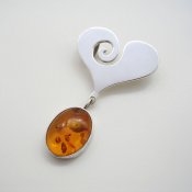 Taxco Sterling Silver Pendant with Amber