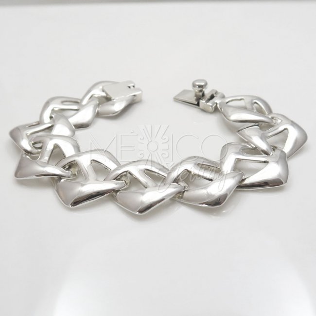 Taxco Silver Geometric Illusion Bracelet