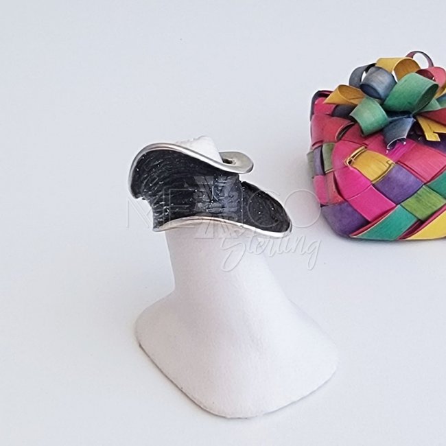 Oxidized Silver Sculptural Wave Ring