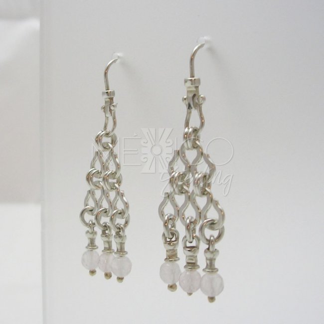 Taxco Silver Dangling Earrings Moonstones