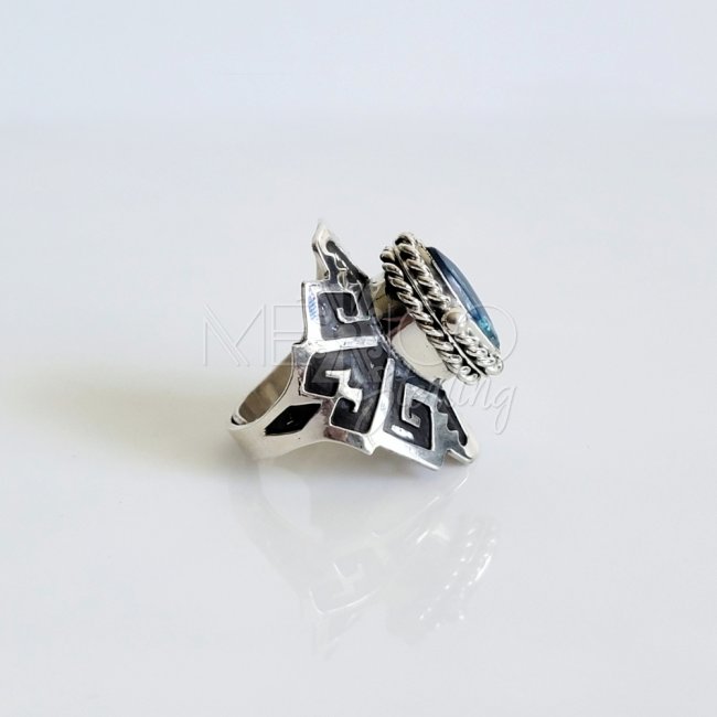 Aztec Oxidized Silver Poison Ring