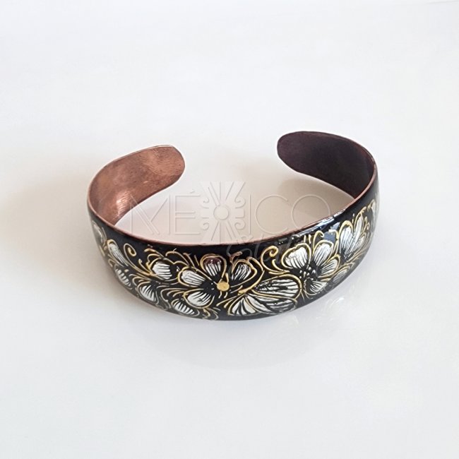 Decorated Artisan Copper Bracelet Cuff
