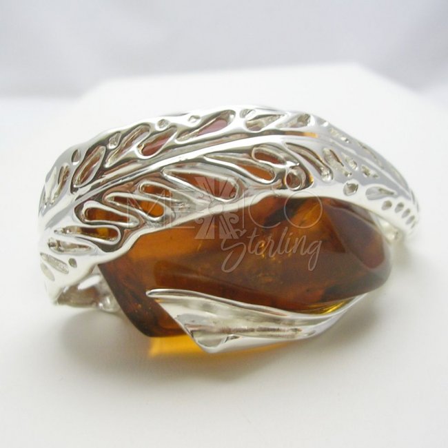 Taxco Silver and Chiapas Amber Cuff