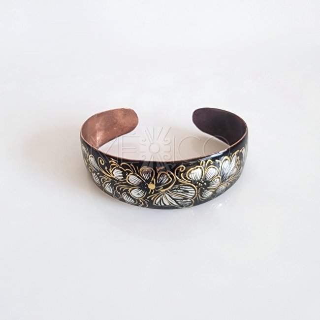Decorated Artisan Copper Bracelet Cuff