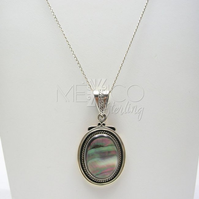 Taxco Sterling Silver and Abalone Pendant