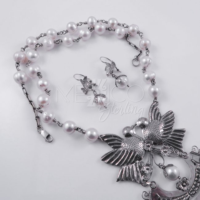 Spiritual Awakening Silver and Pearls Earrings