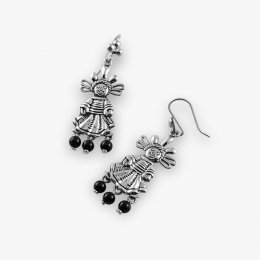 Mexican Silver Lele Doll Dangle Earrings