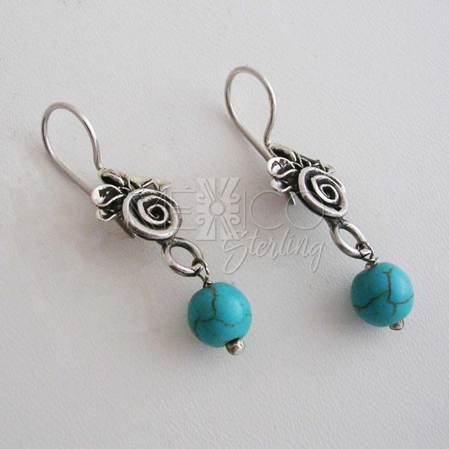 Mysterious Rose Taxco Silver Earrings