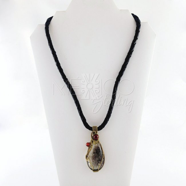 Artisan Brass and Multi Stone Pendant