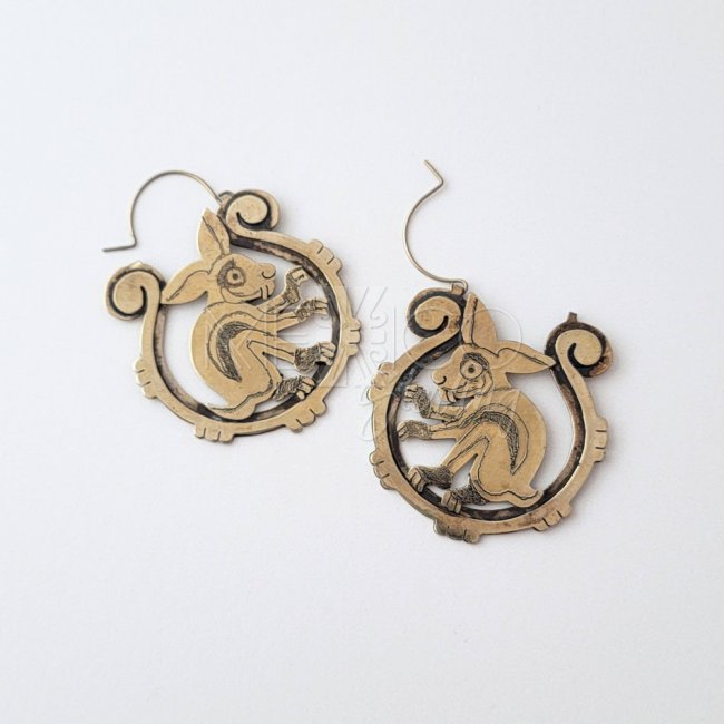 Dreams of Don Juan Brass Rabbit Earrings