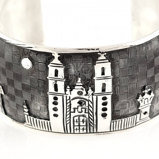 Taxco Silver Magical Town Cuff Bracelet