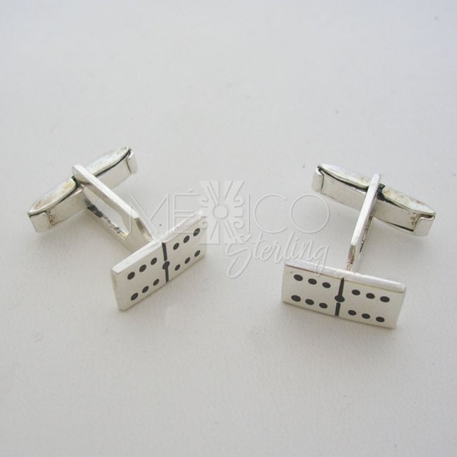 Mexican Domino Chips Sterling Silver Cufflinks