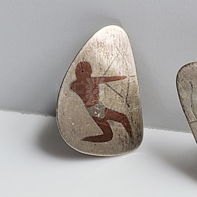 Vintage Silver Cave Paintings Screw Earrings