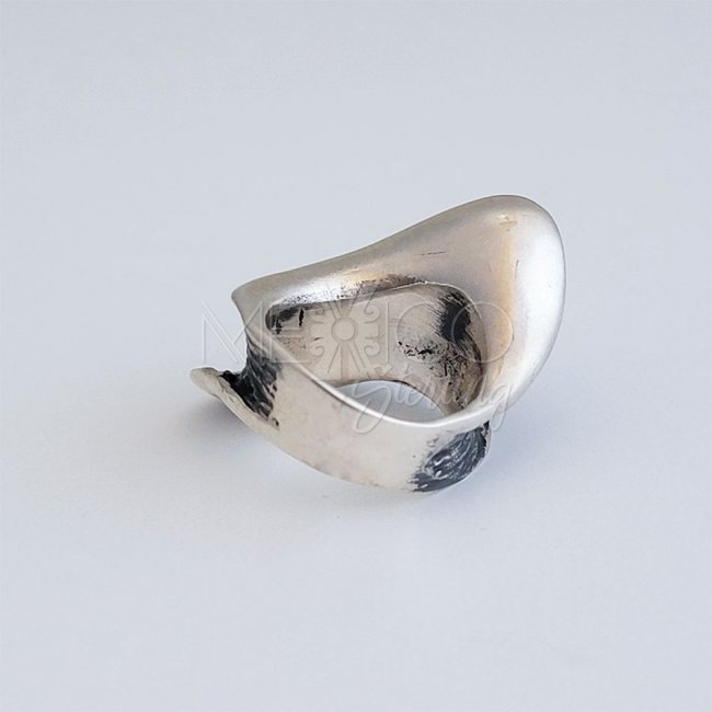 Oxidized Silver Sculptural Wave Ring