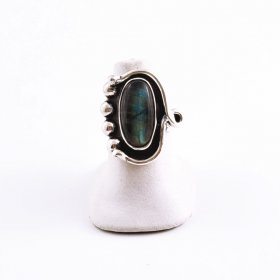 Silver and Labradorite Abstract Ring