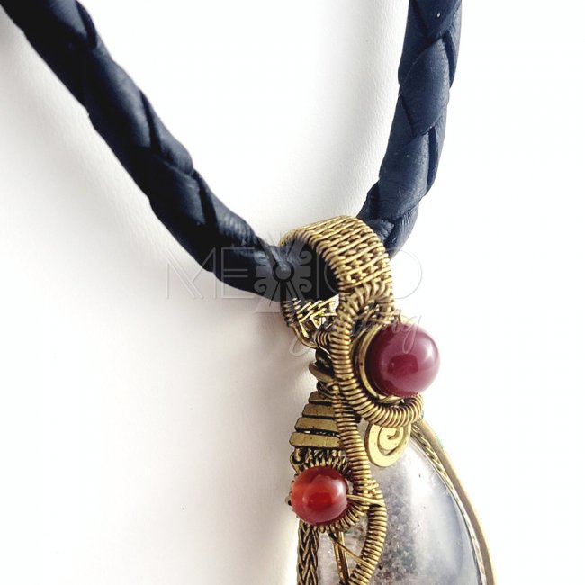Artisan Brass and Multi Stone Pendant