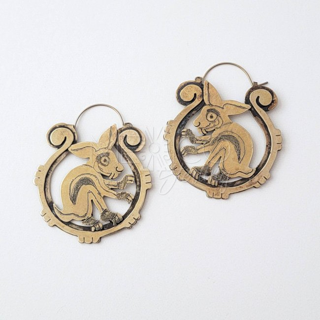 Dreams of Don Juan Brass Rabbit Earrings
