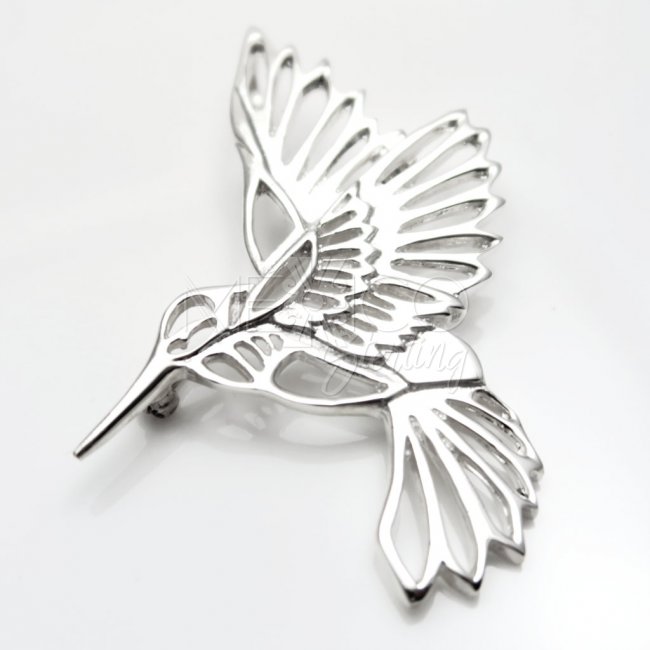 Silver Happy Hummingbird Pendant-Brooch