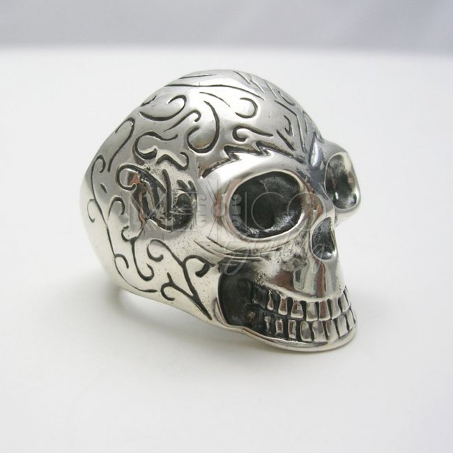 Man/Woman Decorated Taxco Silver Skull Ring