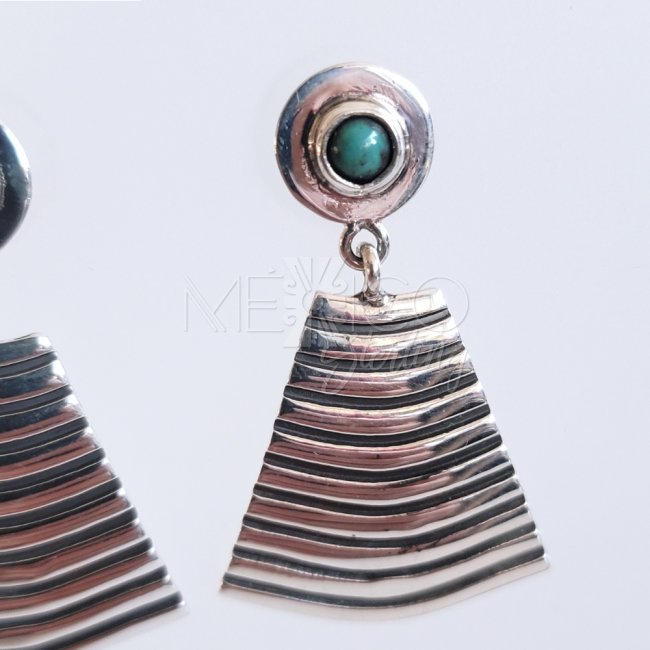 Silver Pyramid Earrings and Turquoise