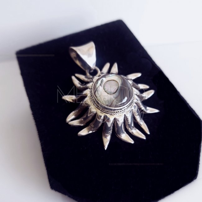 Silver and Abalone Sun Large Pendant