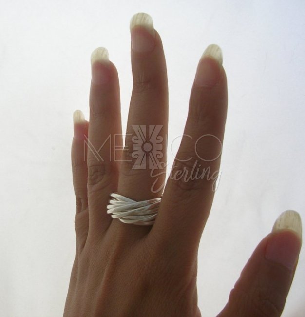Contemporary Taxco Sterling Silver Multiple hoops Ring