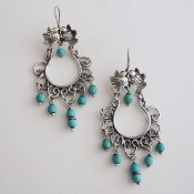 Classic Silver Earrings with Stone Beads