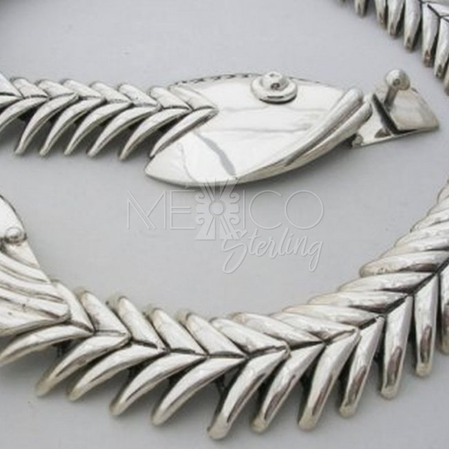Silver Fish Necklace Old Taxco Reproduction