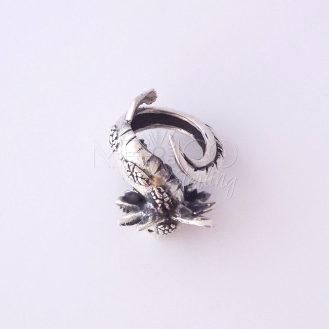 Cute King Axolotl Solid Silver Ring