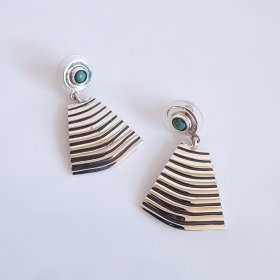 Silver Pyramid Earrings and Turquoise