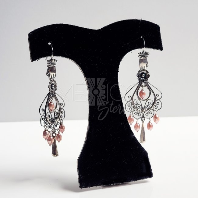 Silver Swilrls decorated Earrings