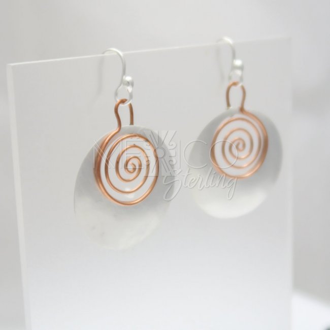 Silver Copper Happy Spirals Earrings