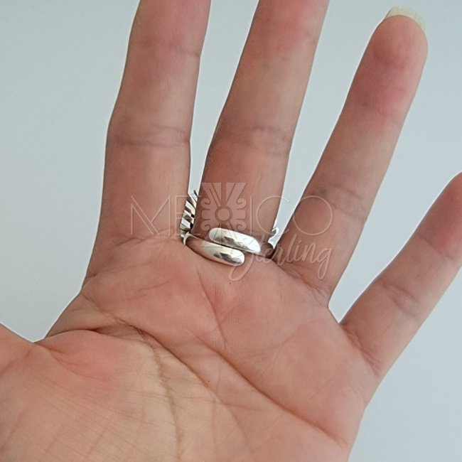Abstract Art in Adjustable Silver Ring