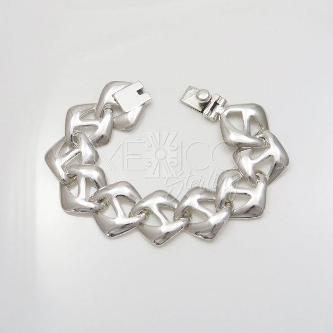 Taxco Silver Geometric Illusion Bracelet
