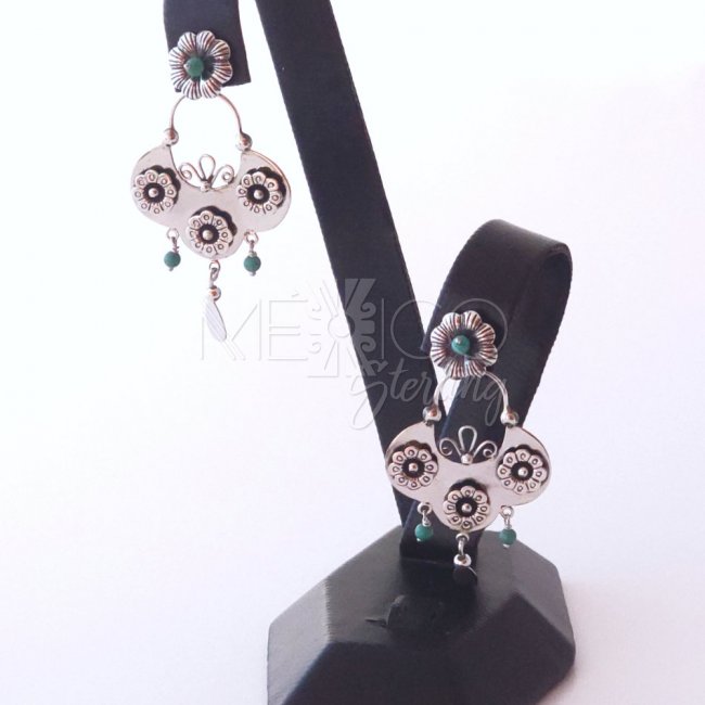 Summer Silver Flower Basket Earrings