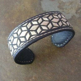 Cubism Dream Taxco Silver-Leather Cuff