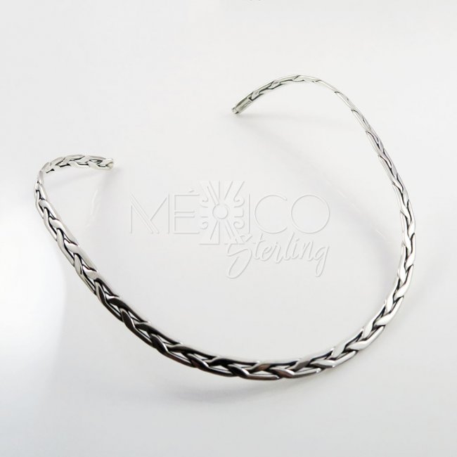 Taxco Silver Wide Braided Choker