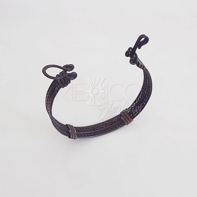 Rustic Oxidized Brass Braided Cuff