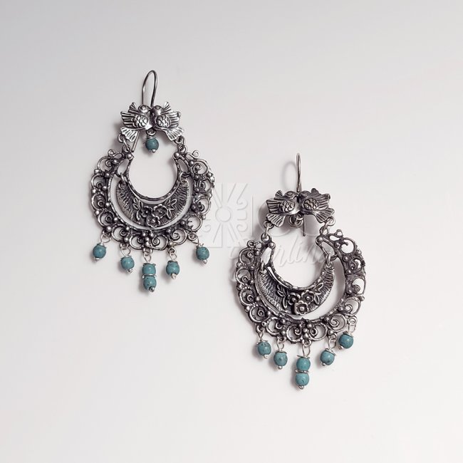 Silver Turquoise Feminine Earringss