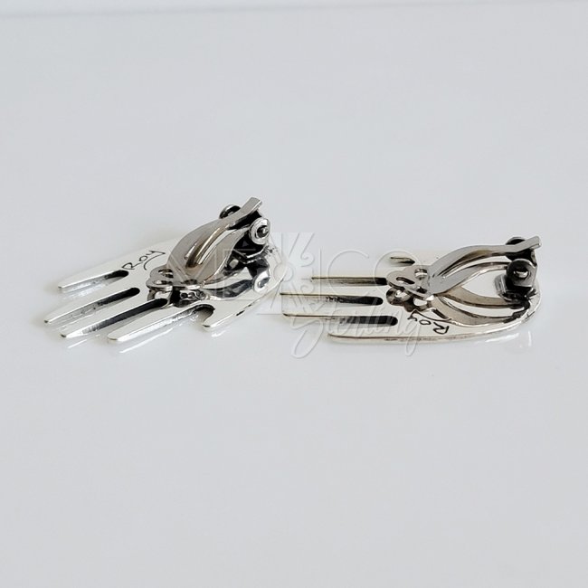 Sterling Silver Tribal Hand Clip On Earrings