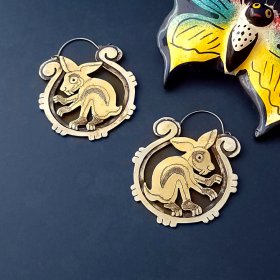 Dreams of Don Juan Brass Rabbit Earrings