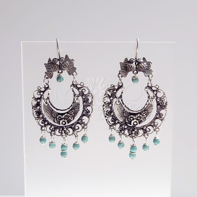 Silver Turquoise Feminine Earringss