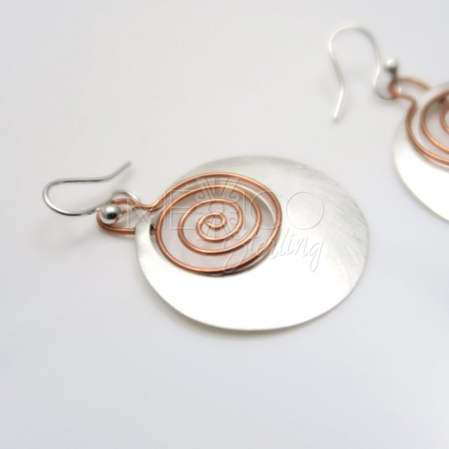 Silver Copper Happy Spirals Earrings