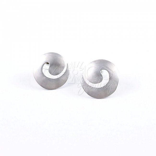 Silver Energy Discs Post Earrings