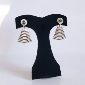 Silver Pyramid Earrings and Turquoise